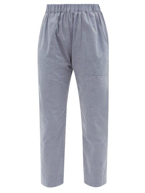 Loup Charmant - Beach Cropped Linen Relaxed-fit Trousers - Womens - Blue Multi