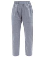 Loup Charmant - Beach Cropped Linen Relaxed-fit Trousers - Womens - Blue Multi