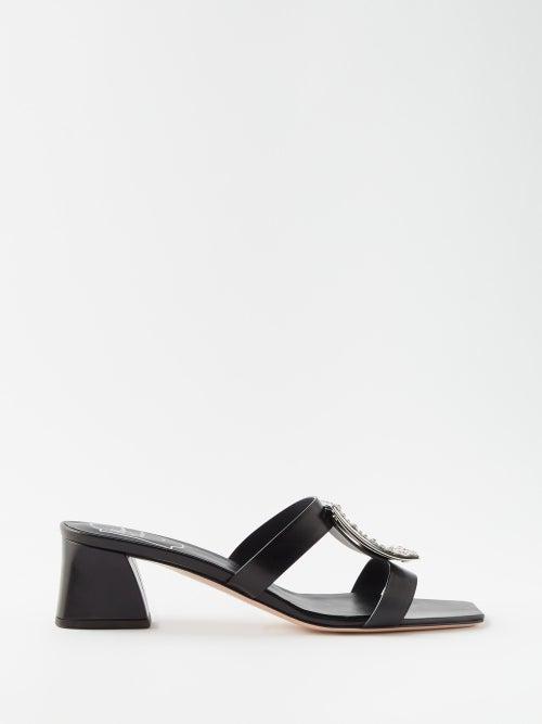 Roger Vivier - Bikiviv 45 Crystal-embellished Leather Sandals - Womens - Black