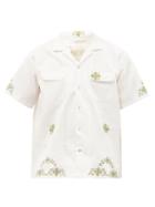 Mens Rtw Harago - Shaku Cross-stitched Cotton Short-sleeved Shirt - Mens - White
