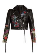 Alexander Mcqueen Floral-motif Cropped Leather Jacket