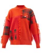 Ladies Rtw Versace - Patchworked Wool Sweater - Womens - Orange