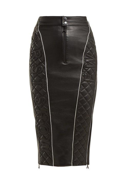 Matchesfashion.com Marine Serre - Quilted Leather Pencil Skirt - Womens - Black