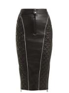 Matchesfashion.com Marine Serre - Quilted Leather Pencil Skirt - Womens - Black