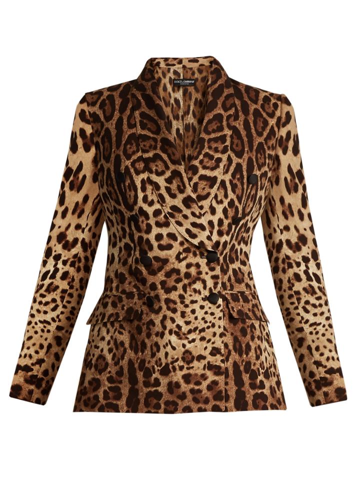 Dolce & Gabbana Leopard-print Shawl-lapel Silk-blend Cady Blazer