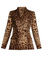 Dolce & Gabbana Leopard-print Shawl-lapel Silk-blend Cady Blazer