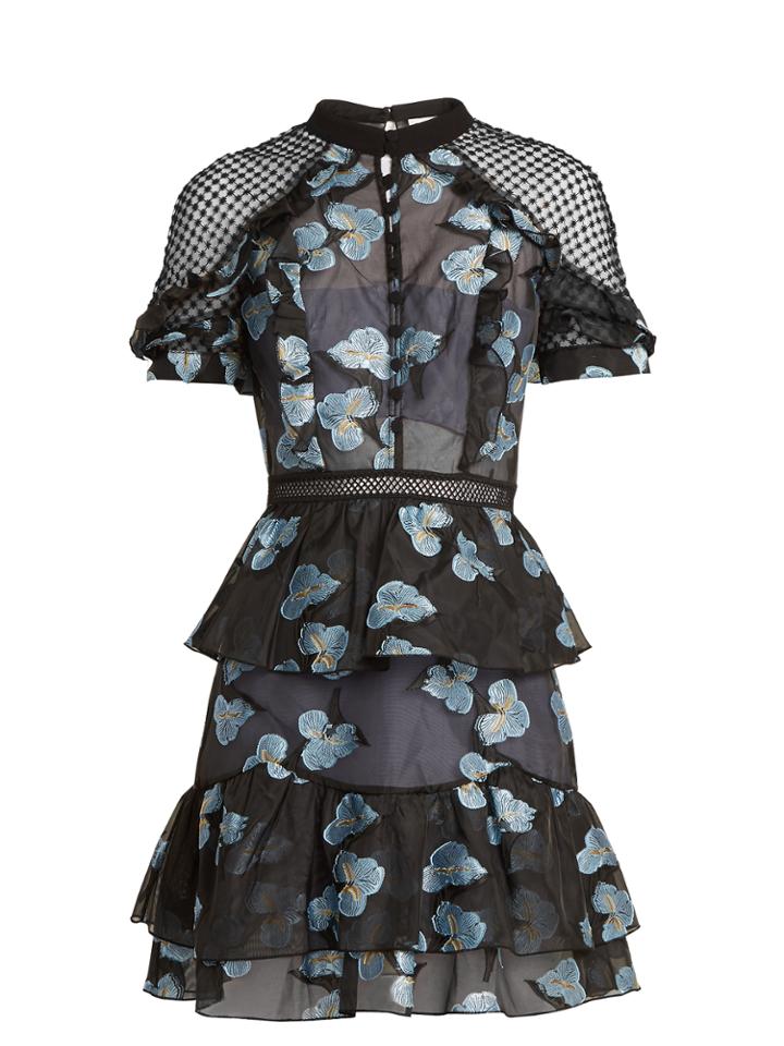 Self-portrait Open-back Floral Fil Coup Mini Dress