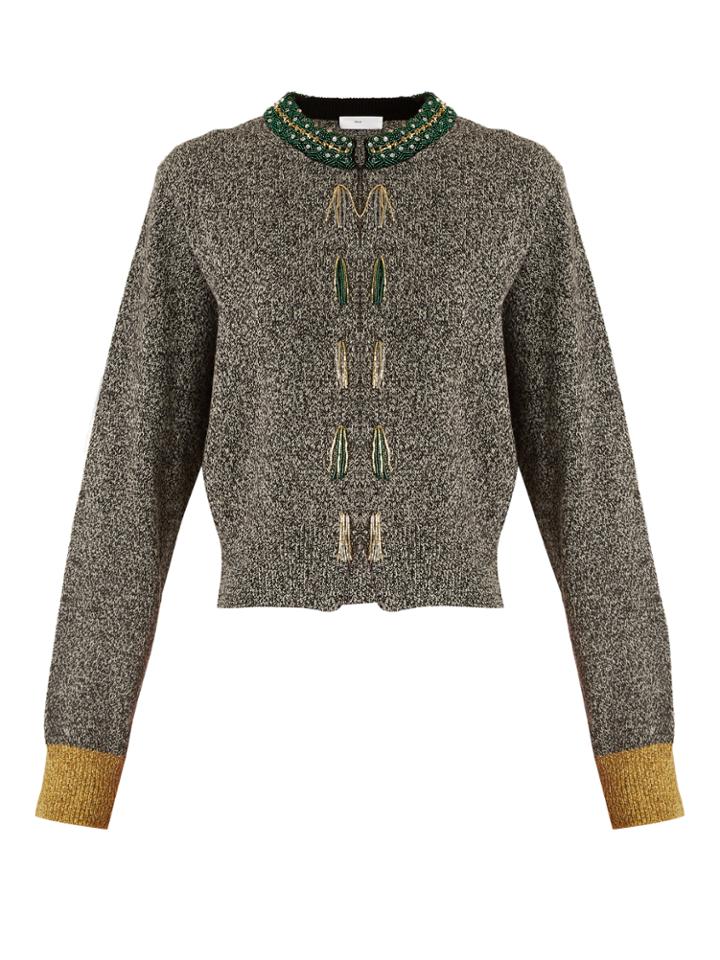 Toga Bead-embellished Wool-blend Cardigan
