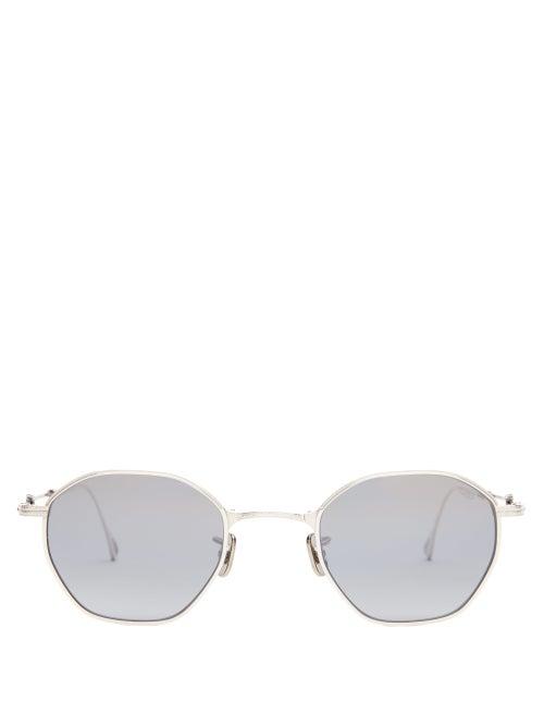 Matchesfashion.com Eyevan 7285 - Engraved Octagonal Metal Sunglasses - Mens - Silver