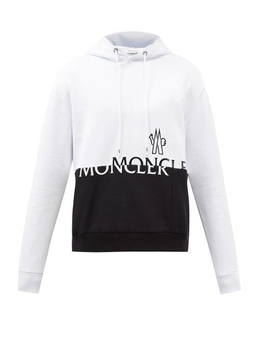 Moncler - Spliced Logo-print Cotton-jersey Hooded Sweatshirt - Mens - White Multi