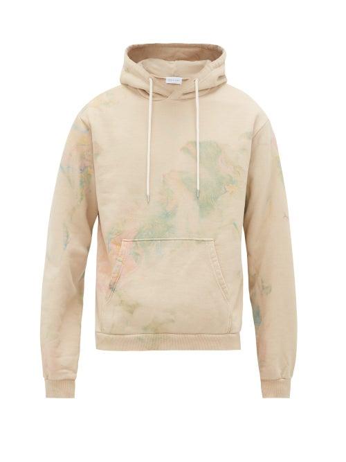 Matchesfashion.com John Elliott - Beach Marbled Cotton Hooded Sweatshirt - Mens - Beige Multi