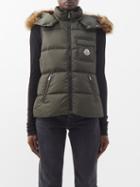 Moncler - Bairon Hooded Quilted-shell Down Gilet - Womens - Khaki