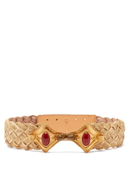 Matchesfashion.com Sonia Petroff - Manta Braided-raffia Belt - Womens - Beige Multi