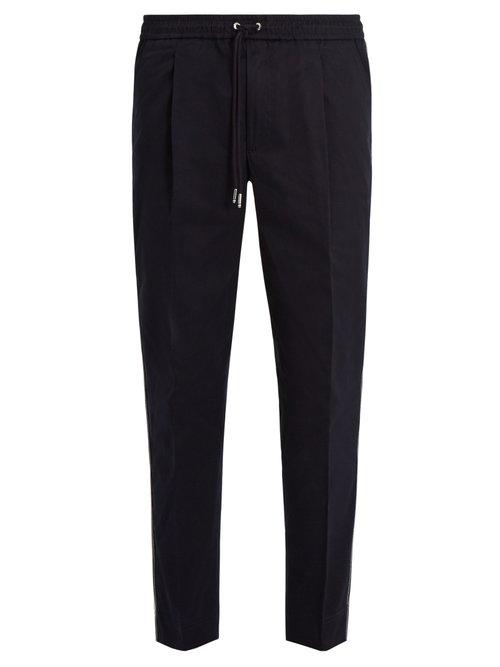 Matchesfashion.com Moncler - Mid Rise Cotton Blend Track Pants - Mens - Navy