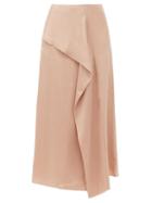 Matchesfashion.com Roland Mouret - Falun Draped Hammered-silk Skirt - Womens - Nude