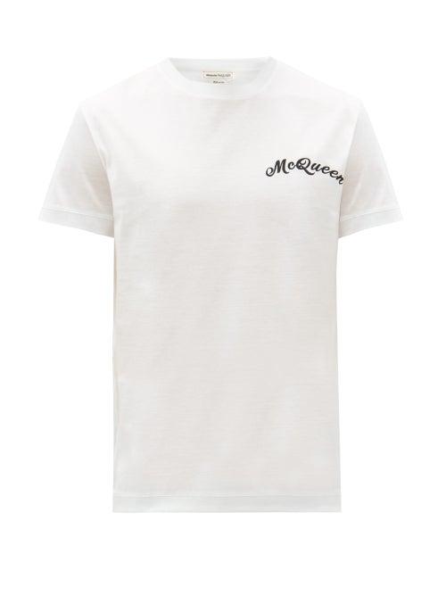 Matchesfashion.com Alexander Mcqueen - Logo-embroidered Cotton-jersey T-shirt - Mens - White