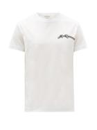 Matchesfashion.com Alexander Mcqueen - Logo-embroidered Cotton-jersey T-shirt - Mens - White