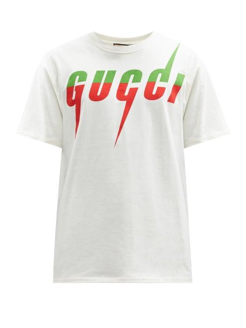 Matchesfashion.com Gucci - Blade Logo-print Cotton-jersey T-shirt - Mens - Beige Multi