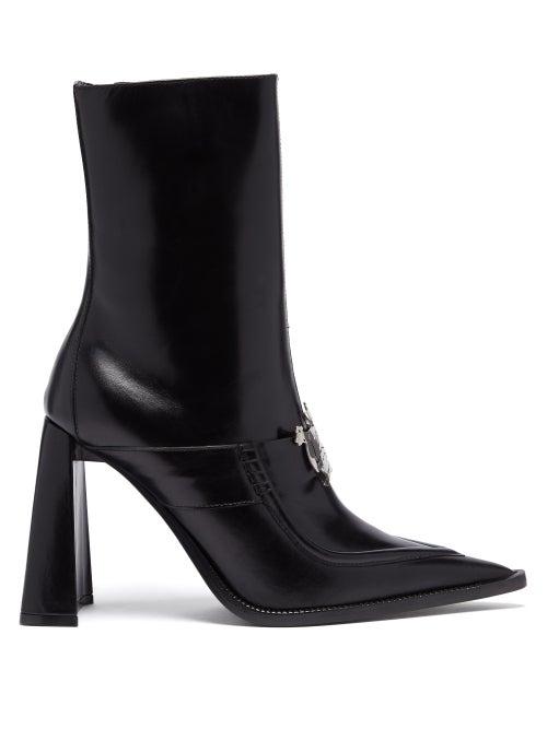 Ladies Shoes Thebe Magugu - Sunday Best Logo-plaque Leather Ankle Boots - Womens - Black