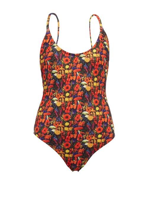 Matchesfashion.com Muzungu Sisters - Holly Poppy Print Swimsuit - Womens - Black Multi