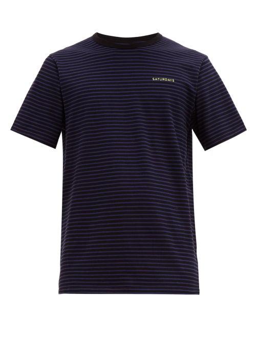 Matchesfashion.com Saturdays Nyc - Brandon Feeder Striped Cotton T Shirt - Mens - Black Multi