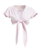Matchesfashion.com Anaak - Maithili Tie Front Cotton Muslin Top - Womens - Pink