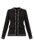 Matchesfashion.com Giambattista Valli - Bow-trim Cotton-blend Tweed Jacket - Womens - Black