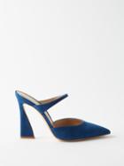 Gianvito Rossi - 105 Suede Point-toe Pumps - Womens - Blue