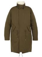 Matchesfashion.com Yves Salomon - Shearling Lined Cotton Blend Parka - Mens - Dark Green