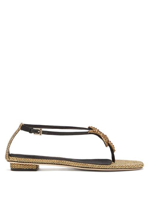 Matchesfashion.com Sanayi 313 - Ischia Starfish Appliqu Metallic Sandals - Womens - Gold