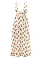 Matchesfashion.com Zimmermann - Empire Polka-dot Linen Dress - Womens - White Print