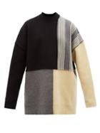 Matchesfashion.com Jil Sander - Patchwork Wool Sweater - Mens - Black Grey