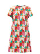 Matchesfashion.com La Doublej - Mini Swing Geometric-print Cotton-poplin Dress - Womens - Pink Print