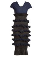 Emilio De La Morena Tamara Contrast-panel Ruffled Silk Dress