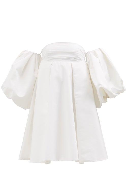 Khaite - Katerina Balloon-sleeve Cotton-twill Trapeze Dress - Womens - White