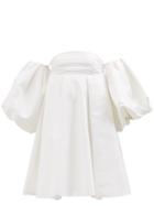 Khaite - Katerina Balloon-sleeve Cotton-twill Trapeze Dress - Womens - White