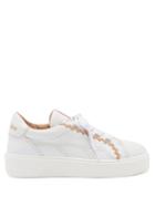 Matchesfashion.com See By Chlo - Sevy Rickrack-trim Raised-sole Leather Trainers - Womens - Pink White