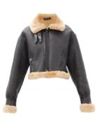 Matchesfashion.com David Koma - Cropped Shearling Jacket - Womens - Brown