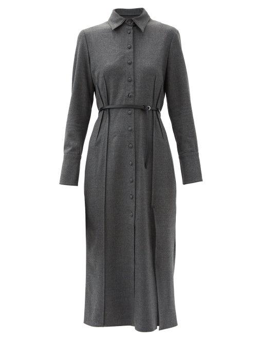 Matchesfashion.com Altuzarra - Edith Wool-blend Shirt Dress - Womens - Grey