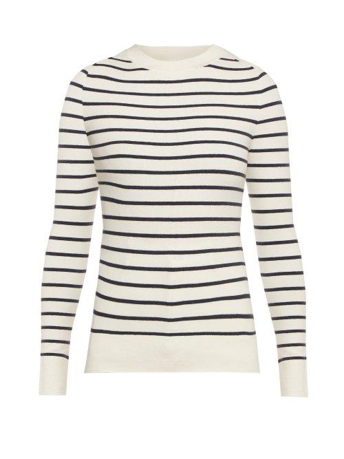 Matchesfashion.com Joostricot - Striped Cotton Blend Sweater - Womens - White Navy