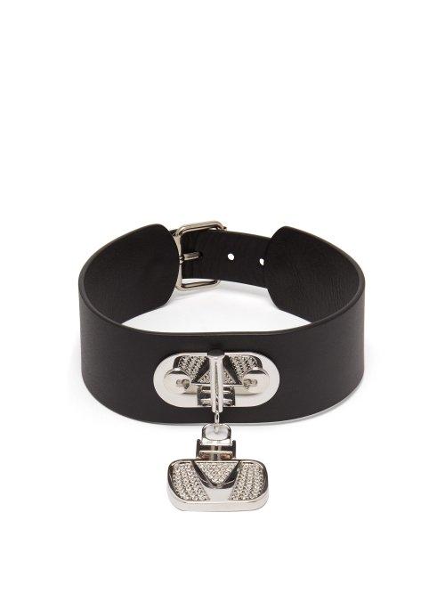 Matchesfashion.com Vetements - Crystal Embellished Leather Choker - Womens - Black