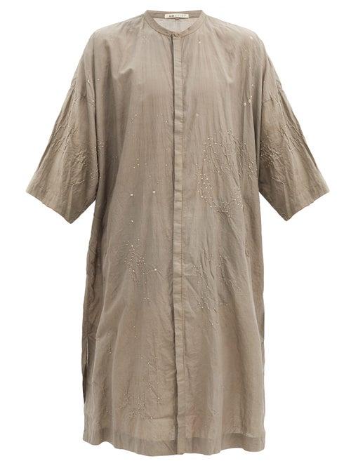 Matchesfashion.com 11.11 / Eleven Eleven - Bandhani-embroidered Cotton Kaftan - Mens - Charcoal