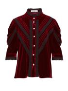 Matchesfashion.com Cheval Pampa - Yegula Mock Neck Velvet Blouse - Womens - Burgundy