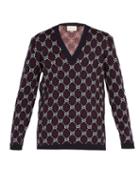 Matchesfashion.com Gucci - Gg Supreme V Neck Wool Sweater - Mens - Navy