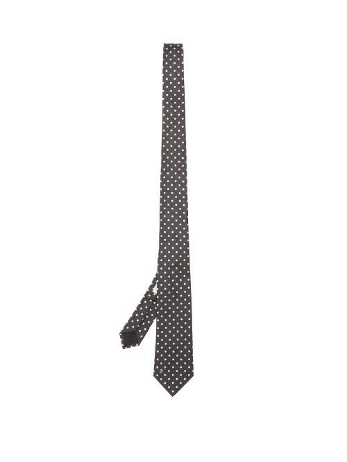 Matchesfashion.com Alexander Mcqueen - Skull And Polka-dot Jacquard Silk Tie - Mens - Black White