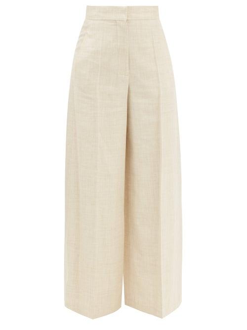 Joseph - Tacita Wide-leg Hopsack Trousers - Womens - Cream