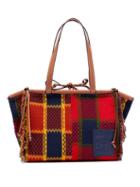 Matchesfashion.com Loewe - Cushion Large Wool-tartan Tote Bag - Womens - Red Multi
