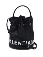Matchesfashion.com Balenciaga - Wheel Xs Logo-jacquard Bucket Bag - Womens - Black Multi