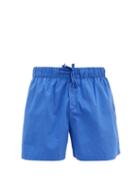 Matchesfashion.com Tekla - Drawstring-waist Cotton-poplin Pyjama Shorts - Mens - Blue