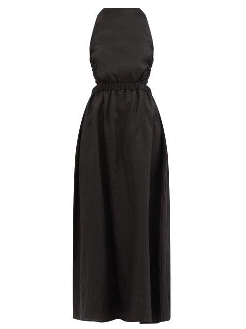 Matchesfashion.com Sir - Alena Crossover-back Linen Maxi Dress - Womens - Black